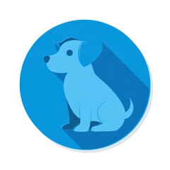 Fototapeta premium Cute Light Blue Puppy Illustration in a Circle