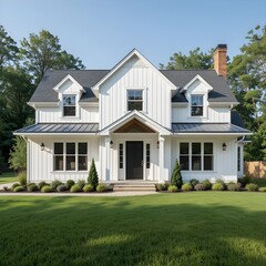Fototapeta premium Traditional Rustic Farmhouse with Classic Architectural Details
