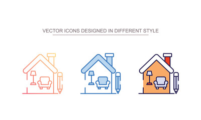 Interior Design icon design with white background stock illustration