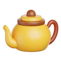 Elegant Teapot Icon, 3D Tea Time and Hospitality Symbol