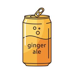 A can of ginger ale with bubbles and an open lid.