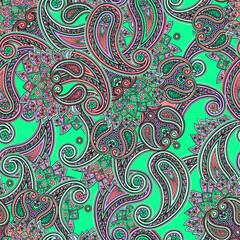 seamless paisley pattern with trend colors for bed linen .textiles, fabrics, souvenirs, packaging, greeting cards and scrapbooking,shawl