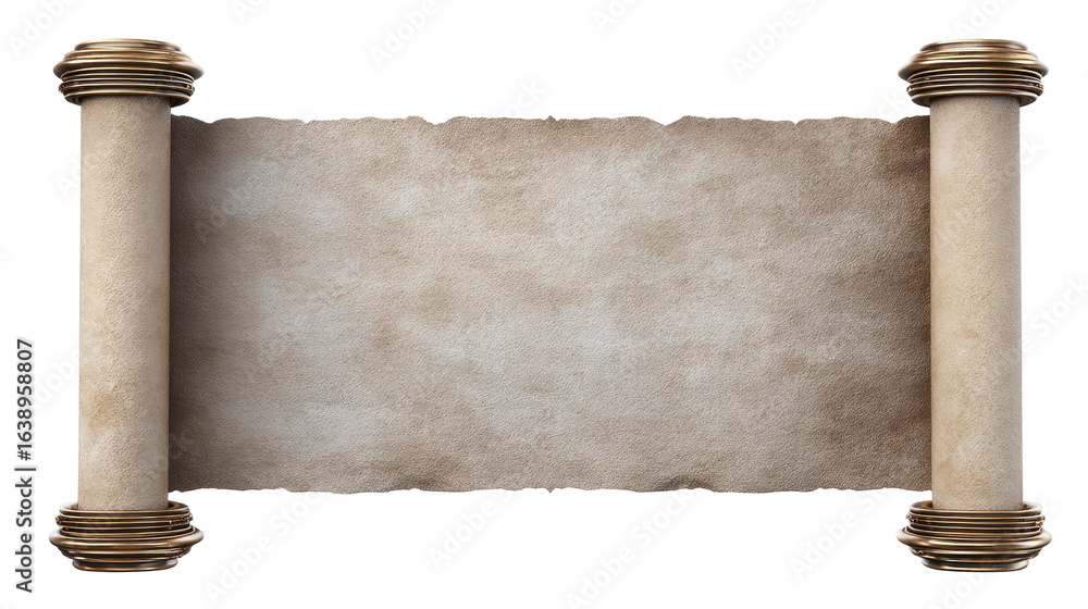 Leinwandbilder ancient scroll isolated on transparent background with empty space for text or design