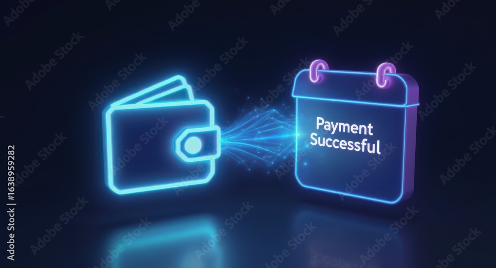 Poster e wallet integration concept. digital wallet illustration showing successful payment notification on