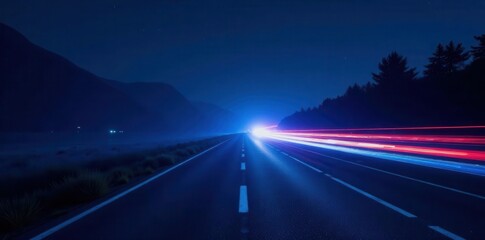 Blue light trails, dark canvas, nocturnal photography, trail, lines, blue