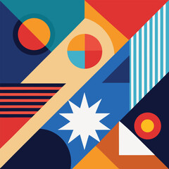 abstract background with geometric shapes design in three colors