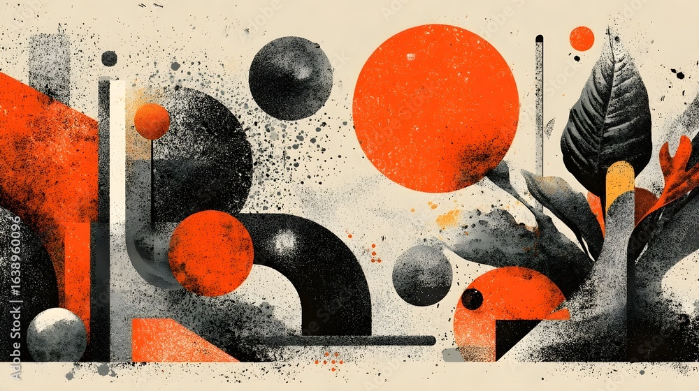 Poster a dynamic and visually striking abstract composition featuring bold geometric shapes vibrant colors 