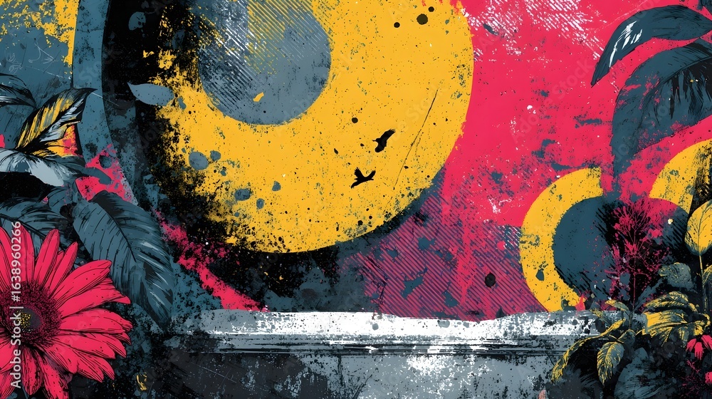 Poster a dynamic and visually striking abstract painting featuring a vibrant color palette energetic brush 