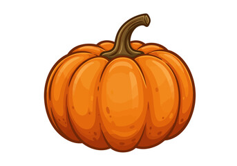 Obraz premium Cartoon Style Orange Pumpkin with Brown Stem Illustration.