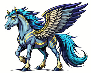 Fototapeta premium pegasus ,realistic , line bold black ,white background
