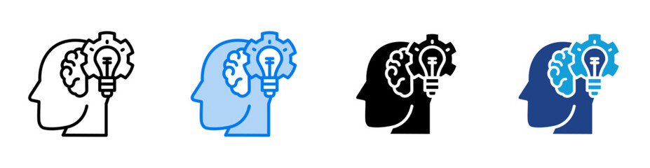 Knowledge icon set multiple style collection