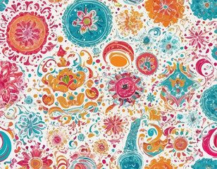Beautiful colorful vector ornamets with white background 