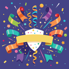 Celebration background template with confetti Colorful ribbons. luxury greeting rich card