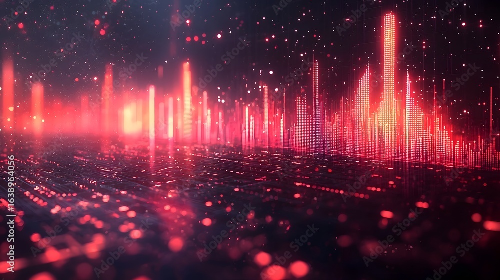 Poster vibrant digital graph with animated bars and arrows