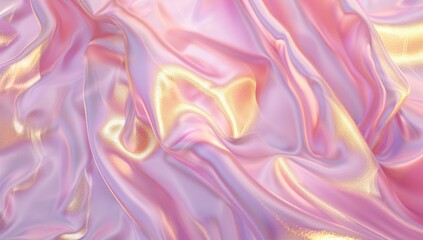 Fototapeta premium Pink iridescent fabric folds, close-up texture, soft light, smooth surface, textile design