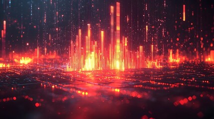 Digital cityscape with dynamic data visualization