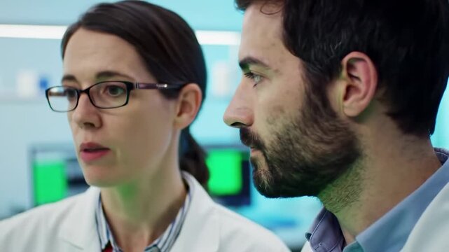 Dedicated scientists collaborating on innovative research in a cutting-edge laboratory, pursuing breakthroughs for a healthier future