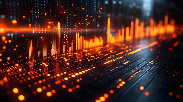 Futuristic digital finance data visualization graph