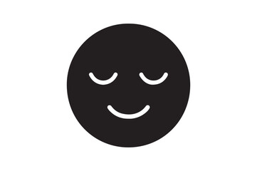 Calm Face icon silhouette vector with white background