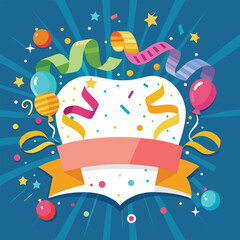 Celebration background template with confetti Colorful ribbons. luxury greeting rich card