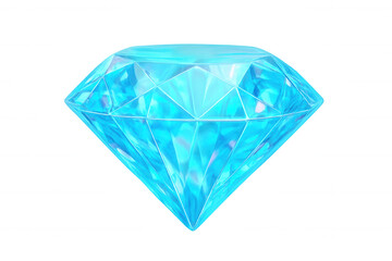 Sparkling light blue diamond with transparent background, perfect for luxury, jewelry, and gemstone-related designs