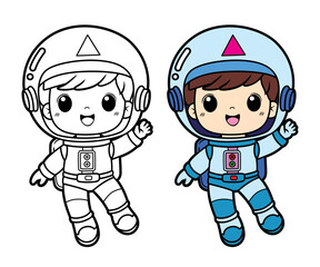 Cute Astronaut Coloring Page For Kids