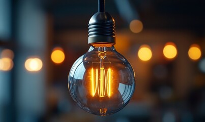 Electric LED lightbulb changing in light, symbolizing energy-efficient technology, Generative AI