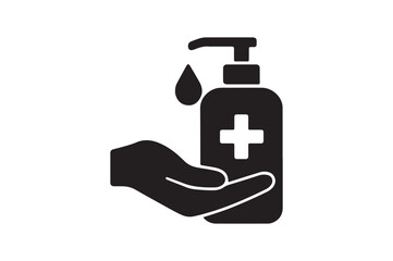 Obraz premium Hand Sanitizer icon silhouette vector with white background