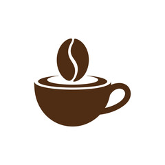 Obraz premium Simple illustration of a coffee cup with a coffee bean on top