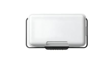 Top View Shows White Cooler Box with Handle, Isolated on Transparent Background, Simple Design