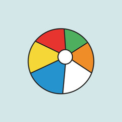 Colorful beach ball on a light blue background.