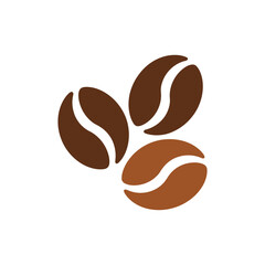 Obraz premium Three stylized brown coffee beans on a light gray background