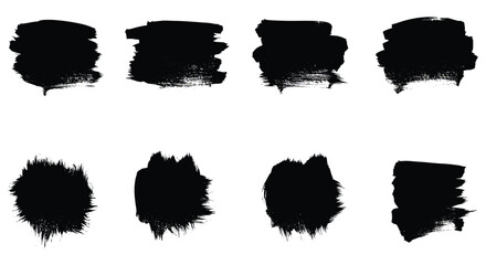 Collection of Nine Black Paint Splatter Brush Strokes illustration 