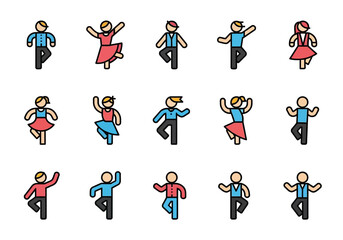 People dancing and posing on a white background, perfect for party invitations, event promotions, and celebratory designs.