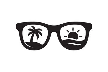 Summer Sunglasses icon silhouette vector with white background