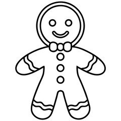 Minimalist Gingerbread Man Line Illustration