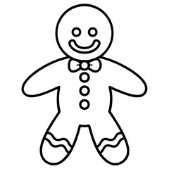 Minimalist Gingerbread Man Line Illustration