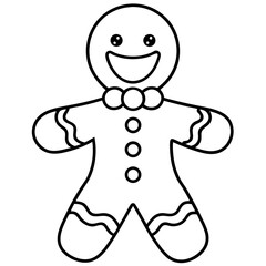 Minimalist Gingerbread Man Line Illustration