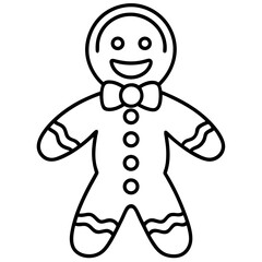 Minimalist Gingerbread Man Line Illustration