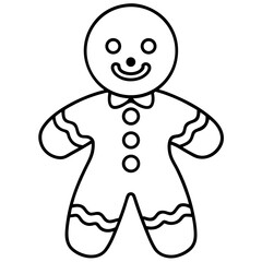 Minimalist Gingerbread Man Line Illustration