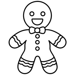 Minimalist Gingerbread Man Line Illustration