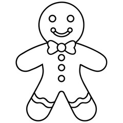 Minimalist Gingerbread Man Line Illustration