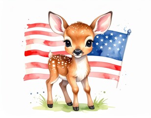 A cute cartoon fawn. Charming animated young deer woodland creature sweet bambi digital art fauna.