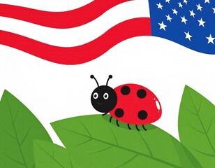 A cute cartoon ladybug. Adorable comic lady beetle insect art cheerful happy design element.