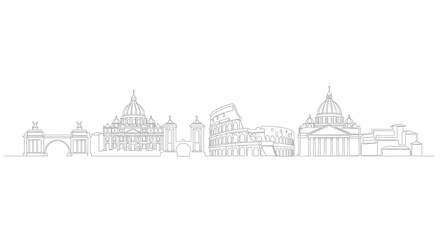 Rome Silhouette: Capturing the essence of Rome's iconic architecture through a sleek, monochrome silhouette, showcasing a harmonious blend of history and artistic design.