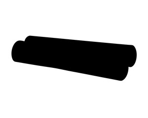 Stack of Two Horizontal Cylindrical Objects in Silhouette Against White Background
