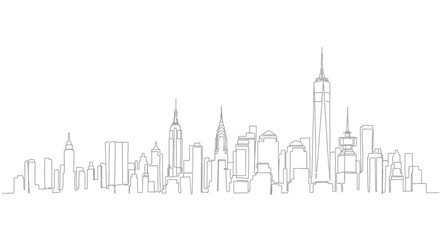 Obraz premium Skyline Silhouette: An artistic outline illustration of a metropolitan skyline, capturing the grandeur and architecture of the cityscape.