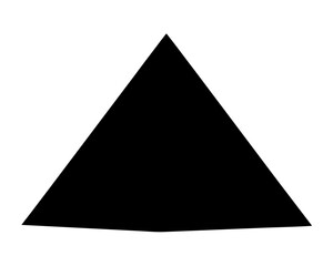 Fototapeta premium Simple black triangle standing out on a white background in minimalism