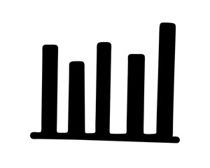 Hand drawn black and white bar chart showing positive trend upwards, report
