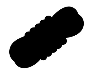 Silhouette of a Dog Chew Toy, Black and White Simple Isolated Image